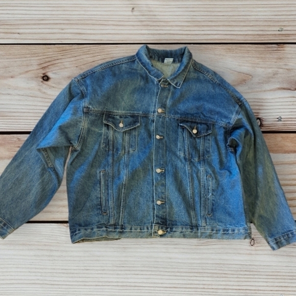 Vtg. Southern Pacific Railroad oversized denim truckers jean jacket sz XXL - Picture 10 of 11
